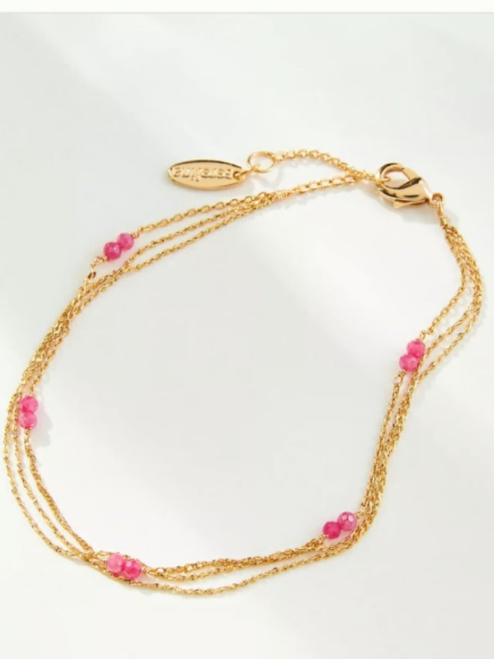 Anthropologie Delicate Double Bead Chain Bracelet NWT